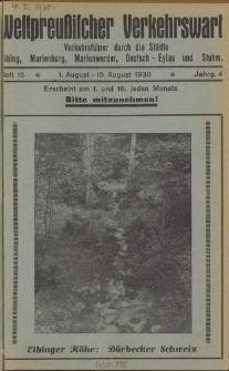 Westpreußischer Verkehrswart, Jahrg. 4, Heft 15