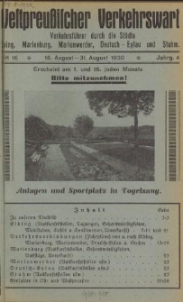 Westpreußischer Verkehrswart, Jahrg. 4, Heft 16