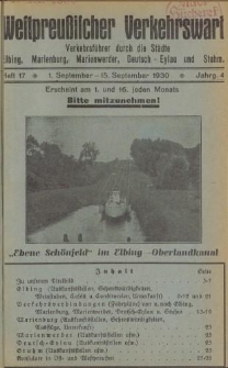 Westpreußischer Verkehrswart, Jahrg. 4, Heft 17