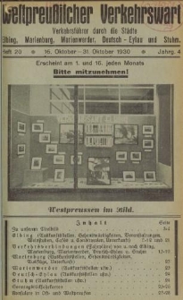 Westpreußischer Verkehrswart, Jahrg. 4, Heft 20