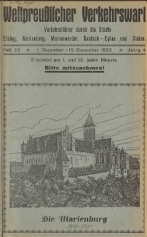 Westpreußischer Verkehrswart, Jahrg. 4, Heft 23