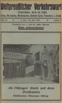 Westpreußischer Verkehrswart, Jahrg. 5, Heft 13