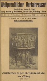 Westpreußischer Verkehrswart, Jahrg. 6, Heft 21