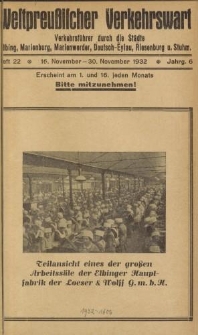 Westpreußischer Verkehrswart, Jahrg. 6, Heft 22