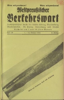 Westpreußischer Verkehrswart, Jahrg. 8, Heft 19