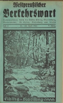 Westpreußischer Verkehrswart, Jahrg. 9, Heft 8