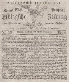 Elbingsche Zeitung, No. 92 Montag, 15 November 1824