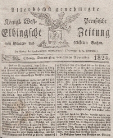 Elbingsche Zeitung, No. 93 Donnerstag, 18 November 1824