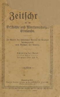 Zeitschrift für die Geschichte und Altertumskunde Ermlands, 20 Band, Heft 4