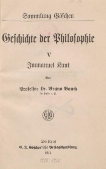 Geschichte der Philosophie V Immanuel Kant