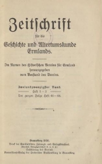 Zeitschrift für die Geschichte und Altertumskunde Ermlands, 22 Band, Heft 1-3