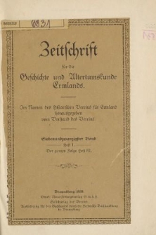 Zeitschrift für die Geschichte und Altertumskunde Ermlands, 27 Band, Heft 1