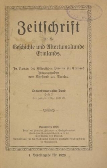 Zeitschrift für die Geschichte und Altertumskunde Ermlands, 23 Band, Heft 1-4