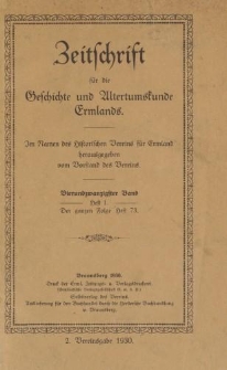 Zeitschrift für die Geschichte und Altertumskunde Ermlands, 24 Band, Heft 1-3