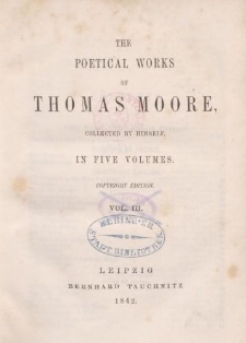 The Poetical Works of Thomas Moore [&hellip;] Vol.III