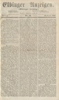Elbinger Anzeigen, Nr. 12. Mittwoch, 10. Februar 1858