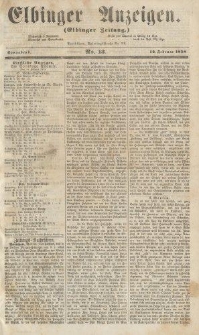 Elbinger Anzeigen, Nr. 13. Sonnabend, 13. Februar 1858