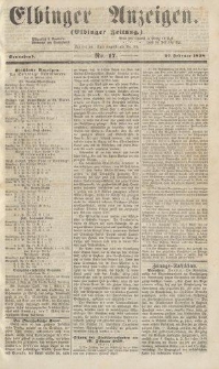 Elbinger Anzeigen, Nr. 17. Sonnabend, 27. Februar 1858