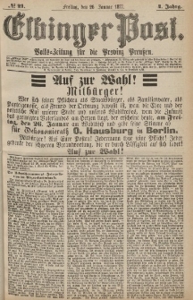 Elbinger Post, Nr.21 Freitag 26 Januar 1877, 4 Jh