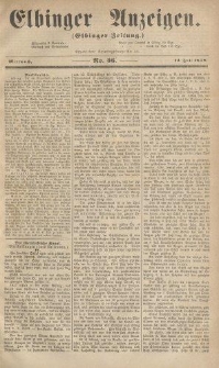Elbinger Anzeigen, Nr. 56. Mittwoch, 14. Juli 1858