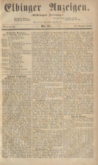 Elbinger Anzeigen, Nr. 67. Sonnabend, 21. August 1858