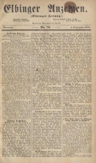 Elbinger Anzeigen, Nr. 70. Mittwoch, 1. September 1858