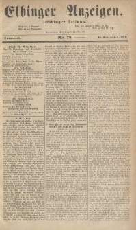 Elbinger Anzeigen, Nr. 73. Sonnabend, 11. September 1858