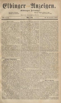 Elbinger Anzeigen, Nr. 74. Mittwoch, 15. September 1858