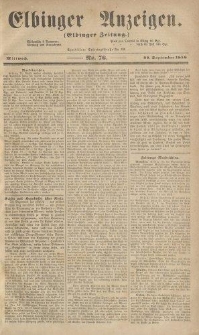 Elbinger Anzeigen, Nr. 76. Mittwoch, 22. September 1858