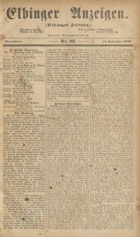 Elbinger Anzeigen, Nr. 92. Sonnabend, 13. November 1858