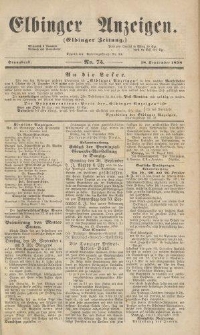 Elbinger Anzeigen, Nr. 75. Sonnabend, 18. September 1858