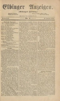 Elbinger Anzeigen, Nr. 5. Sonnabend, 15. Januar 1859