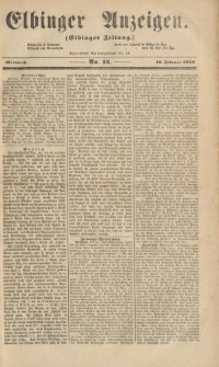 Elbinger Anzeigen, Nr. 14. Mittwoch, 16. Februar 1859