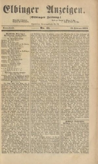 Elbinger Anzeigen, Nr. 15. Sonnabend, 19. Februar 1859