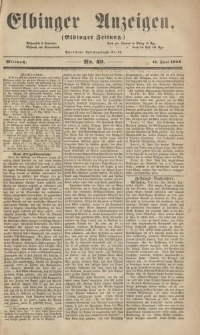 Elbinger Anzeigen, Nr. 49. Mittwoch, 15. Juni 1859