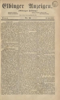 Elbinger Anzeigen, Nr. 62. Mittwoch, 27. Juli 1859