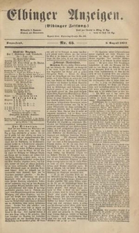 Elbinger Anzeigen, Nr. 65. Sonnabend, 6. August 1859
