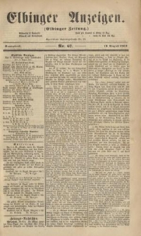 Elbinger Anzeigen, Nr. 67. Sonnabend, 13. August 1859
