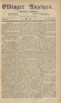 Elbinger Anzeigen, Nr. 74. Mittwoch, 7. September 1859