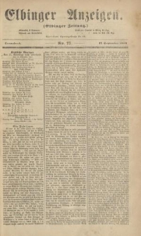 Elbinger Anzeigen, Nr. 77. Sonnabend, 17. September 1859