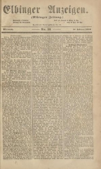 Elbinger Anzeigen, Nr. 14. Mittwoch, 15. Februar 1860