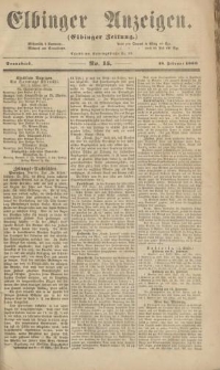 Elbinger Anzeigen, Nr. 15. Sonnabend, 18. Februar 1860