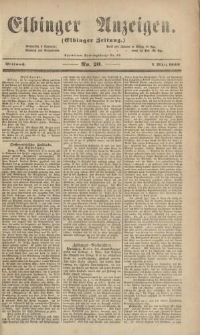 Elbinger Anzeigen, Nr. 20. Mittwoch, 7. März 1860