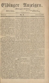 Elbinger Anzeigen, Nr. 6. Mittwoch, 18. Januar 1860