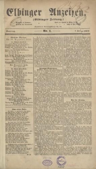 Elbinger Anzeigen, Nr. 1. Sonntag, 1. Januar 1860