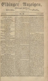 Elbinger Anzeigen, Nr. 28. Mittwoch, 4. April 1860