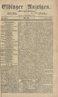 Elbinger Anzeigen, Nr. 29. Sonnabend, 7. April 1860