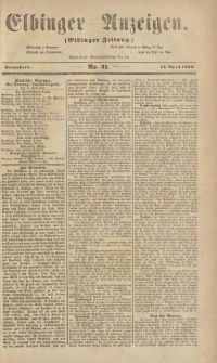 Elbinger Anzeigen, Nr. 31. Sonnabend, 14. April 1860