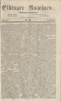 Elbinger Anzeigen, Nr. 62. Mittwoch, 1. August 1860