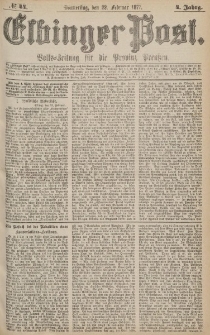 Elbinger Post, Nr.44 Donnerstag 22 Februar 1877, 4 Jh